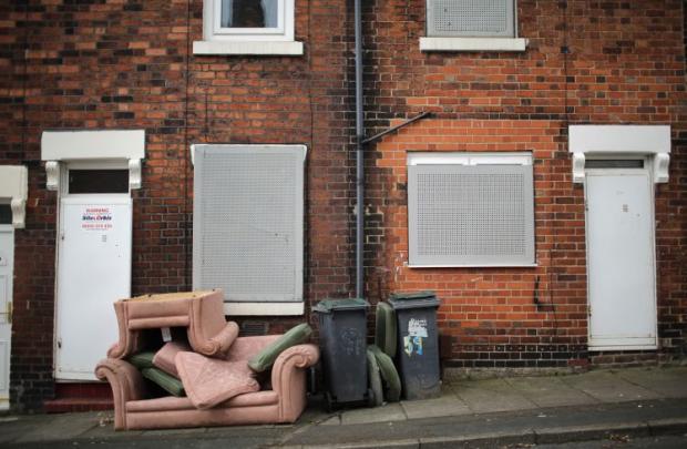 Scene resulting from foreclosures of workers' homes in  Stoke-on-Trent