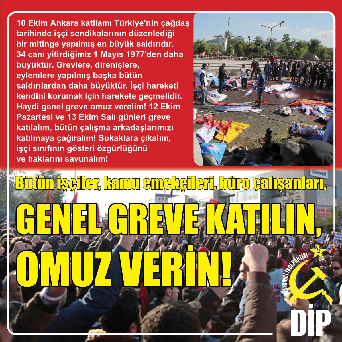 Devrimci İşçi Partisi bildirisi: AKP ile dayanışma değil, mücadele gerek! 10 Ekim Ankara katliamının hesabını emekçiler soracak!